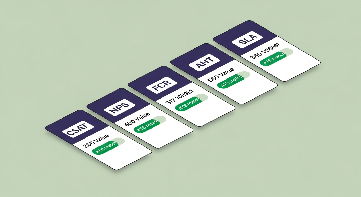 Metrics Keywords: CSAT, NPS, FCR, and AHT