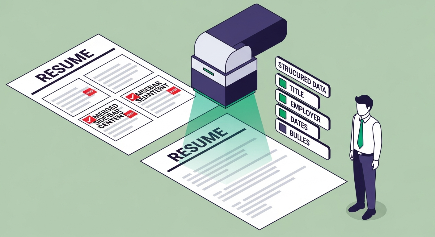 ATS scanner extracting structured fields from a resume work history section