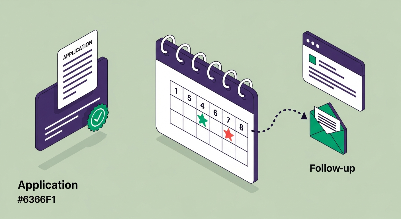 Calendar timeline showing the 5-7 business day window for following up on a job application