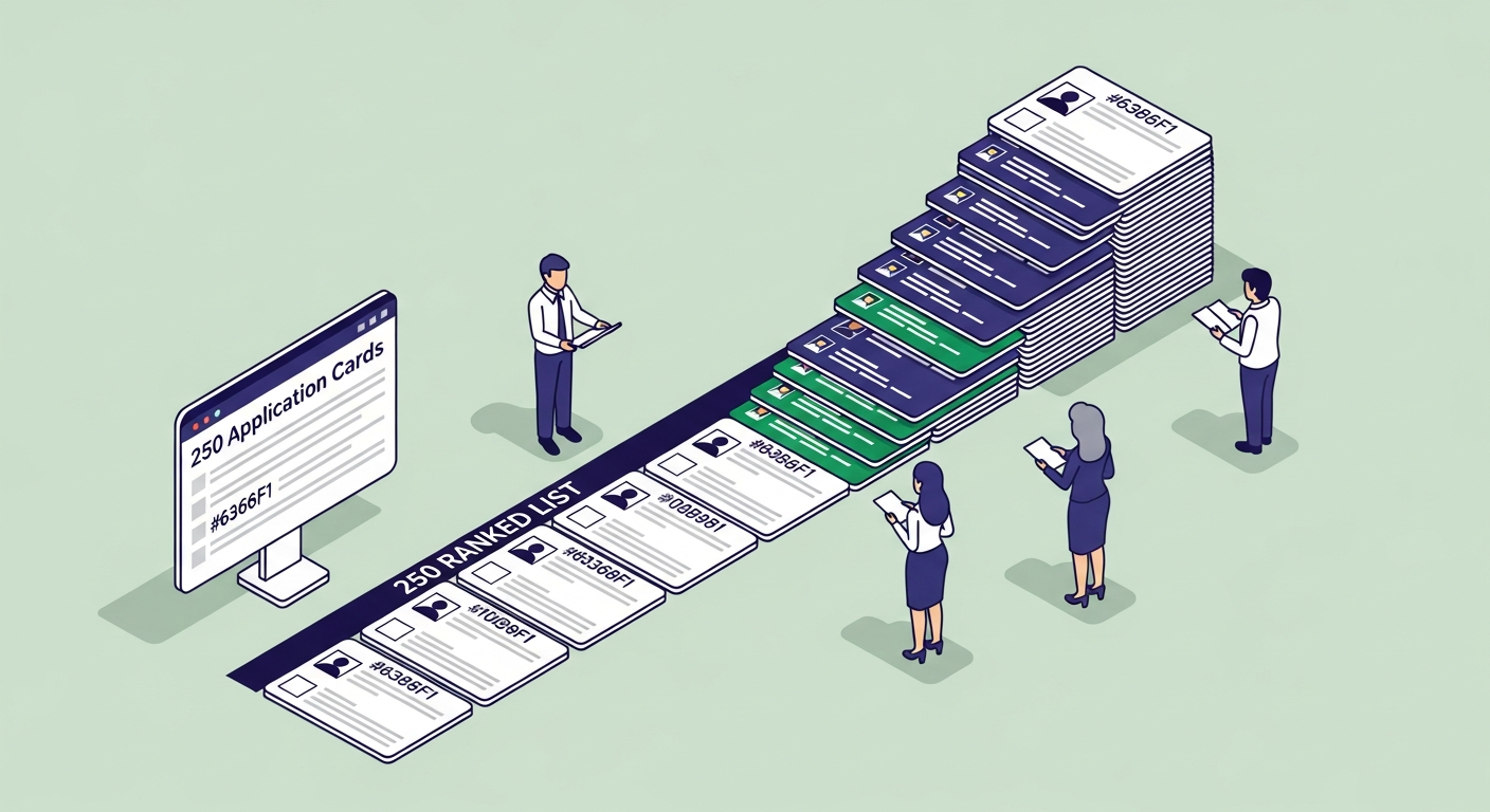 Stack of resume documents with a single highlighted one rising above the pile