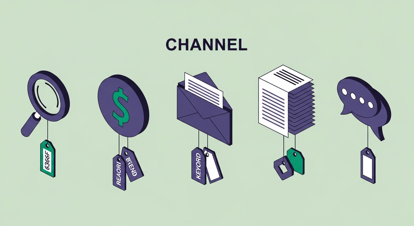 Keywords by Channel: SEO, PPC, Email, Content, Social