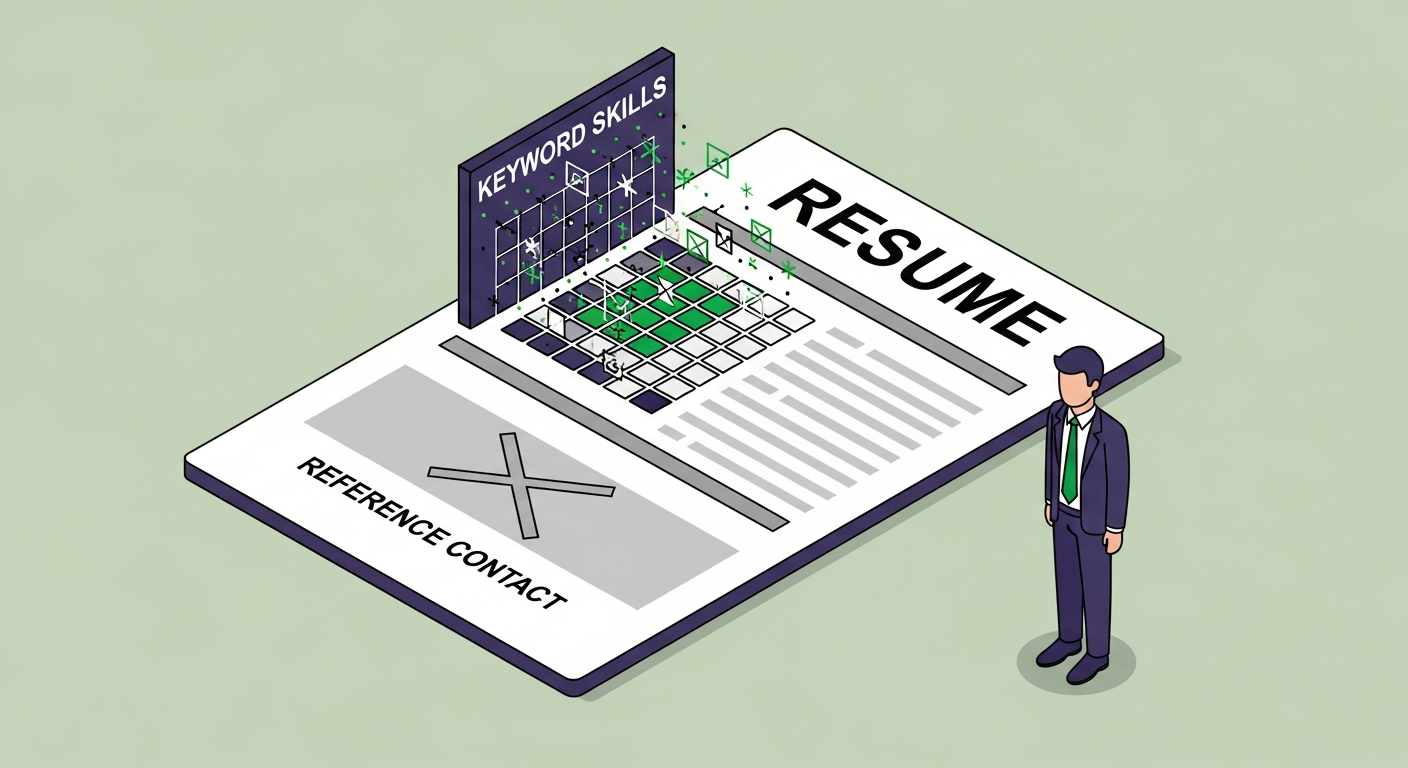 Application document with a reference section removed and replaced by a keyword-rich skills section
