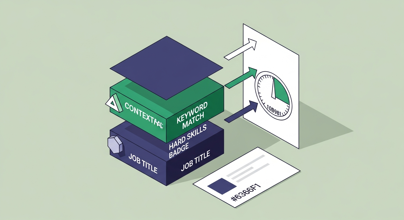 How to write a resume objective that scores — three stacked building blocks labeled job title, hard skills, and context