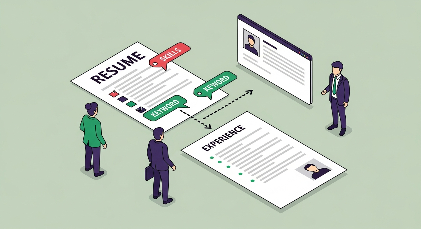 How to list soft skills on a resume — a document with highlighted skills box and bullet-point experience section connected by dotted arrows