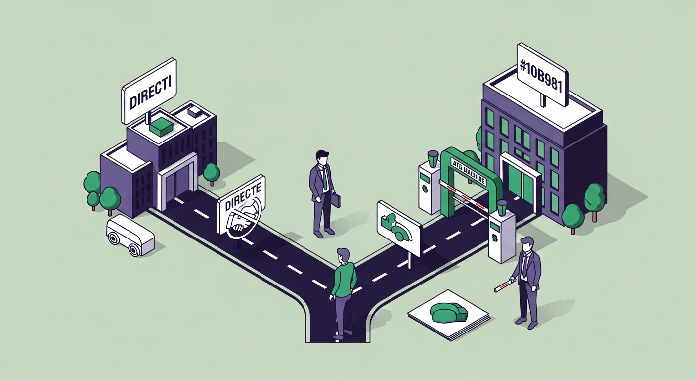 When soft skills matter less — a small building with a direct path bypassing a machine gate, a large building with the gate in place